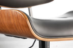 Lombardi Adjustable Barstool - Black Metal, Walnut Wood, Grey PU