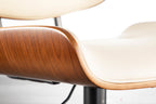 Lombardi Adjustable Barstool - Set of 2 - Black Metal, Walnut Wood, Cream PU