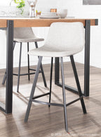 Outlaw 26" Fixed-Height Counter Stool - Set of 2 - Black Metal, Grey PU
