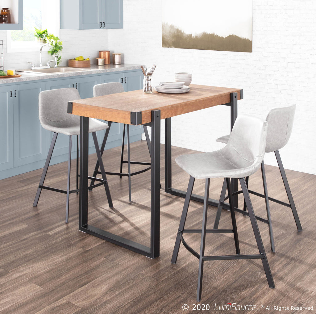 Outlaw 26" Fixed-Height Counter Stool - Set of 2 - Black Metal, Grey PU