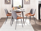 Outlaw Two-tone Chair - Set of 2 - Black Metal, Brown PU, Grey Fabric