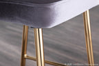 Marcel 25" Fixed-Height Counter Stool - Set of 2 - Gold Metal, Silver Velvet