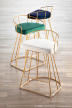 Canary Counter Stool - Set of 2 - Gold Metal, Royal Blue Velvet