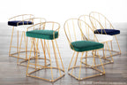 Canary Counter Stool - Set of 2 - Gold Metal, Royal Blue Velvet