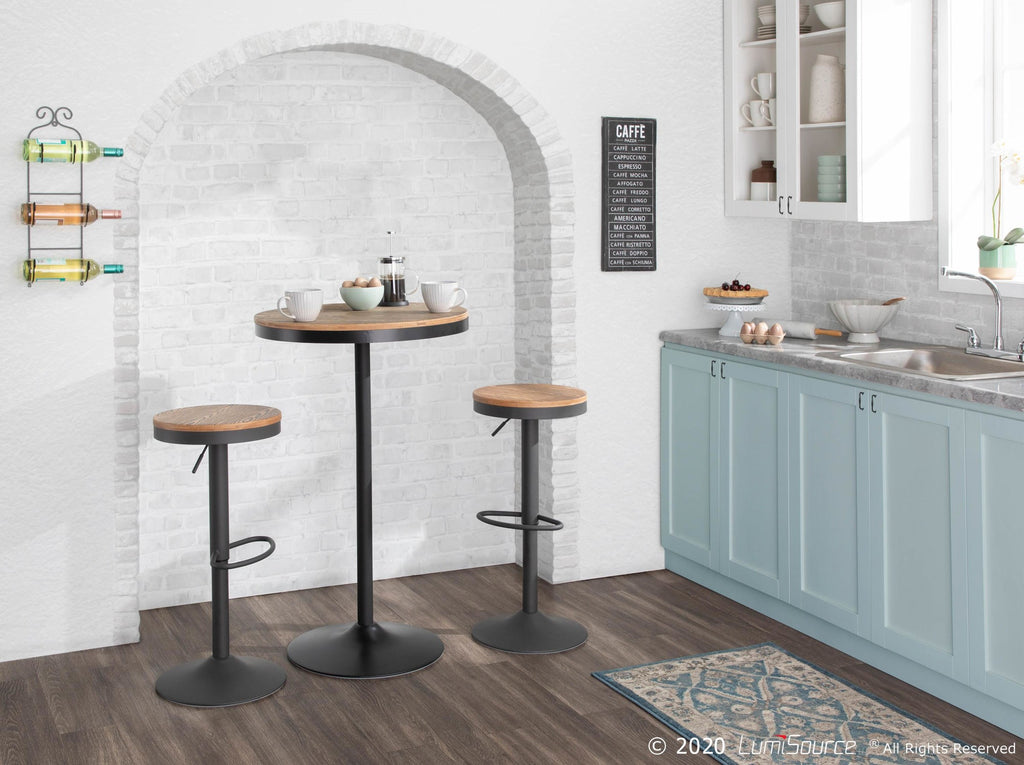 Dakota Bar Table - Black Metal, Bamboo
