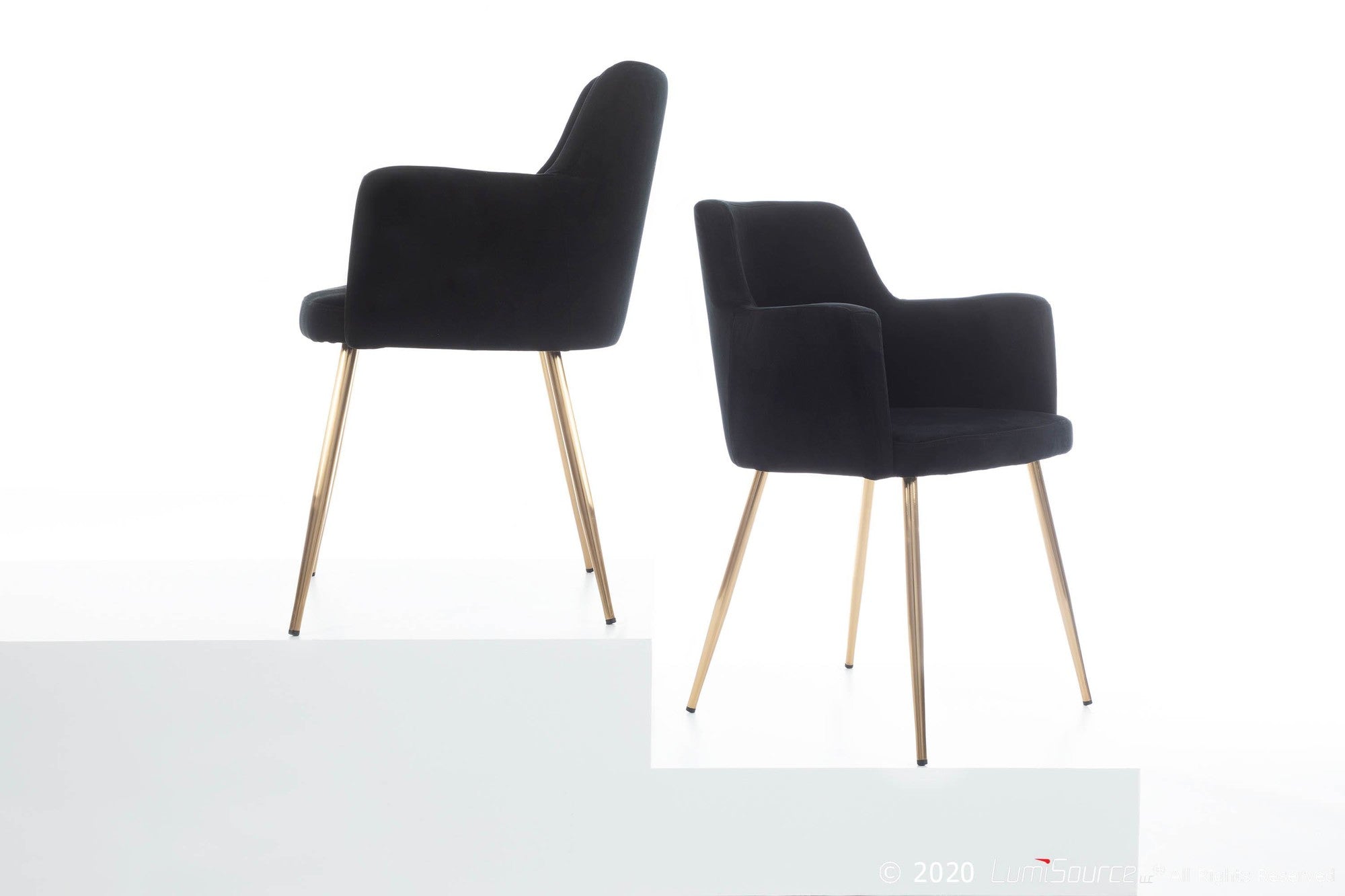 Andrew Chair - Set of 2 - Gold Metal, Black Velvet