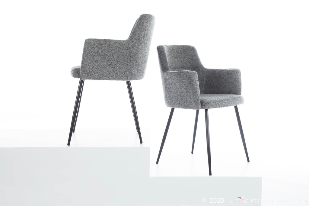 Andrew Chair - Set of 2 - Black Metal, Grey Fabric