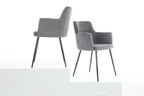 Andrew Chair - Set of 2 - Black Metal, Grey Fabric