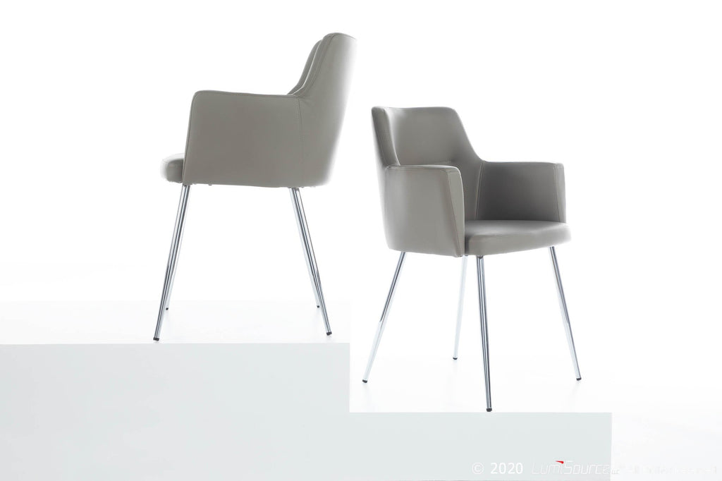 Andrew Chair - Set of 2 - Chrome, Grey PU
