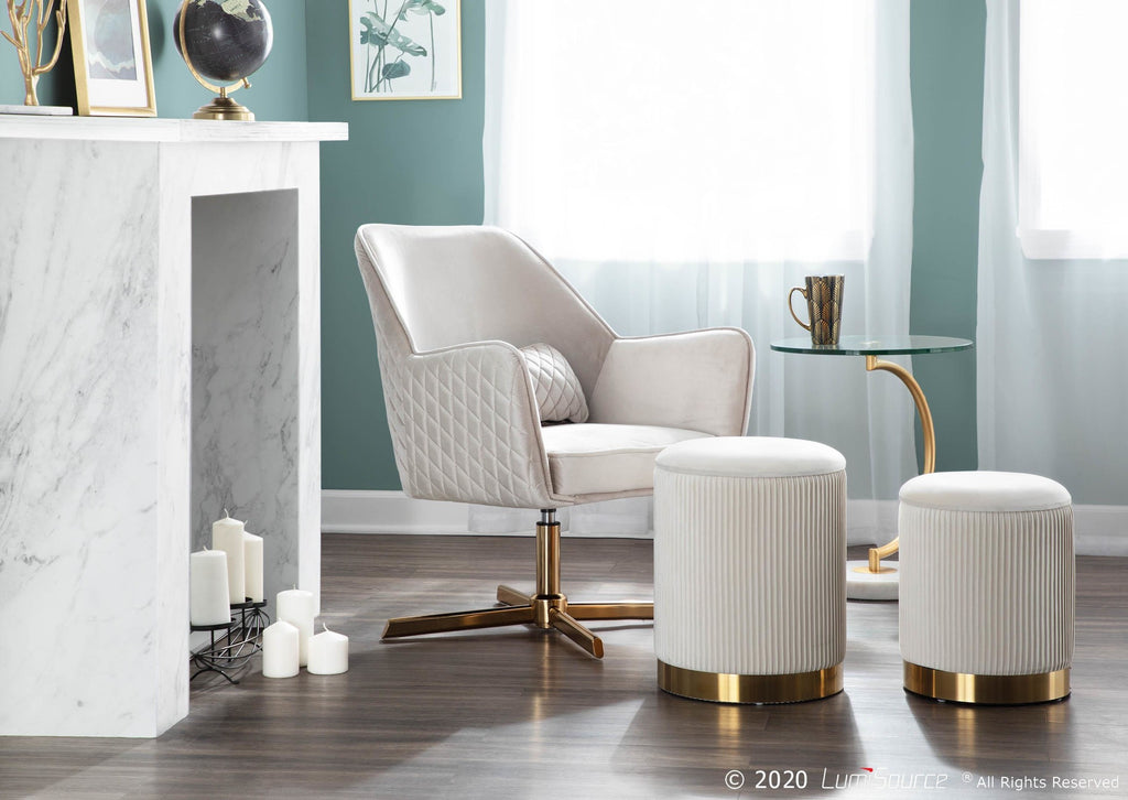 Diana Lounge Chair - Gold Metal, Champaign Velvet