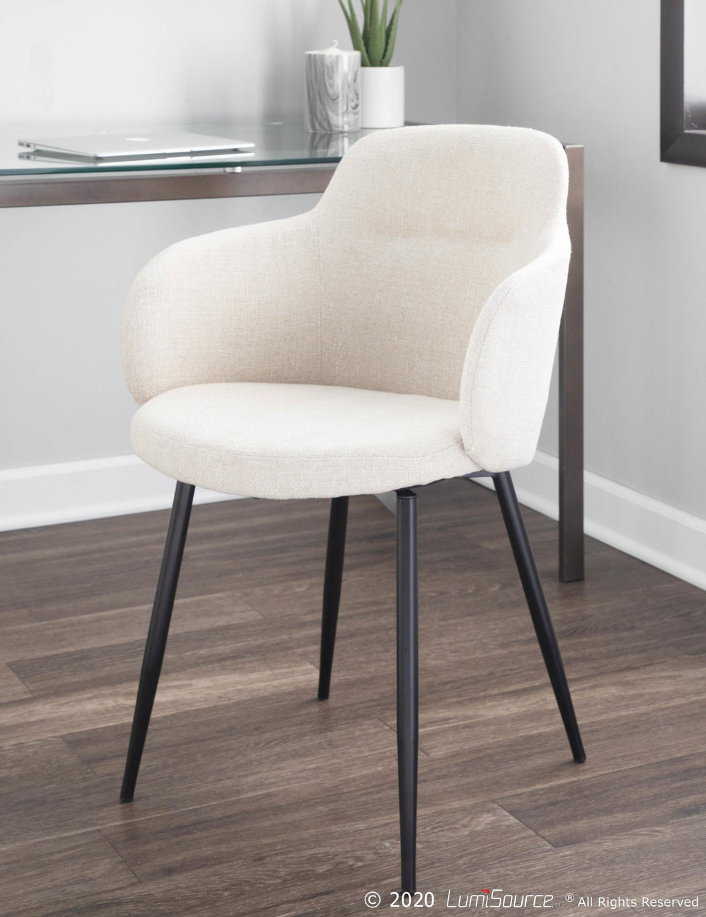 Boyne Chair - Black Metal, Cream Noise Fabric