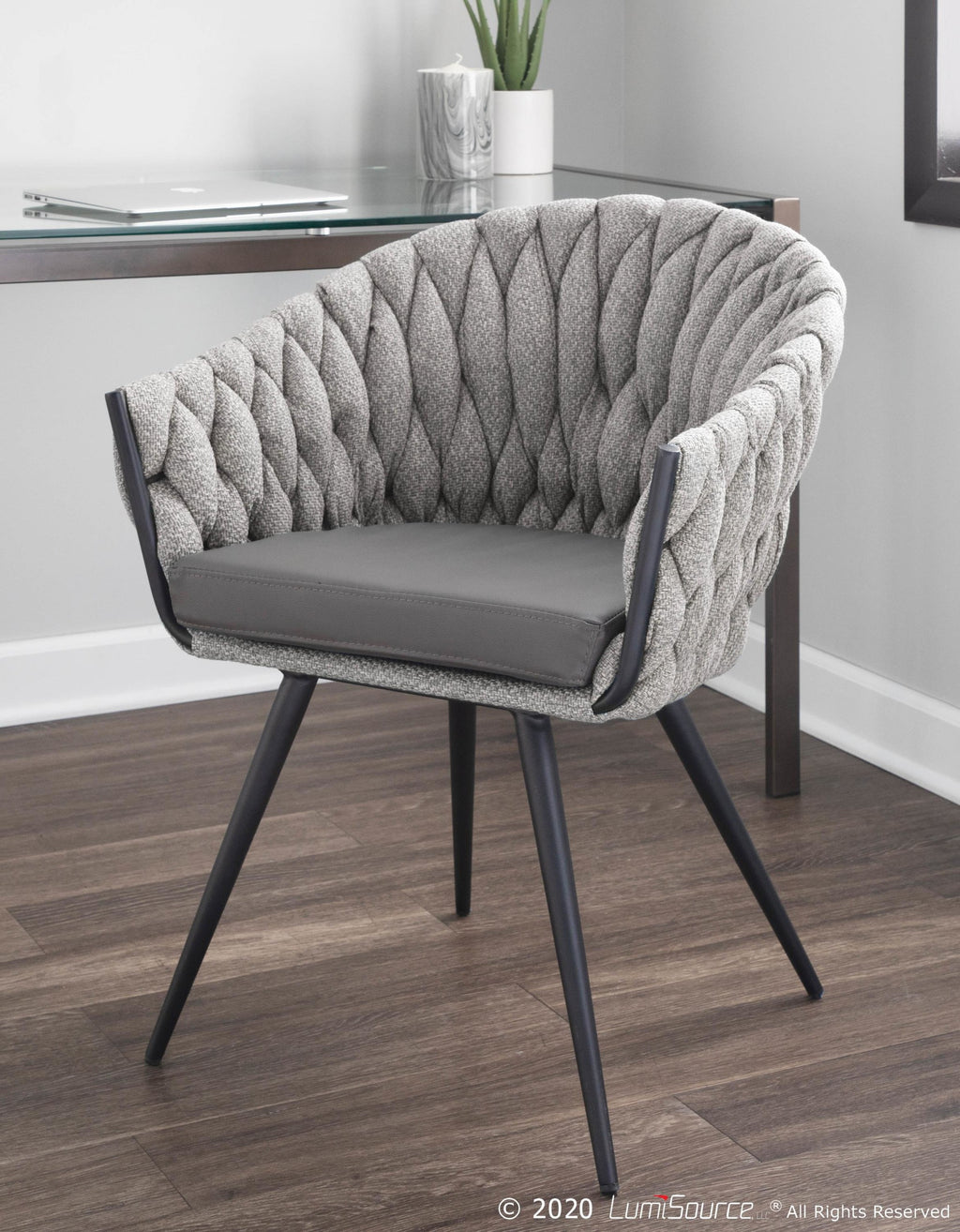 Braided Matisse Chair - Black Frame, Grey Fabric, Grey PU