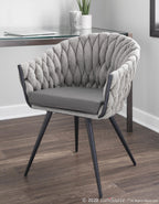 Braided Matisse Chair - Black Frame, Grey Fabric, Grey PU