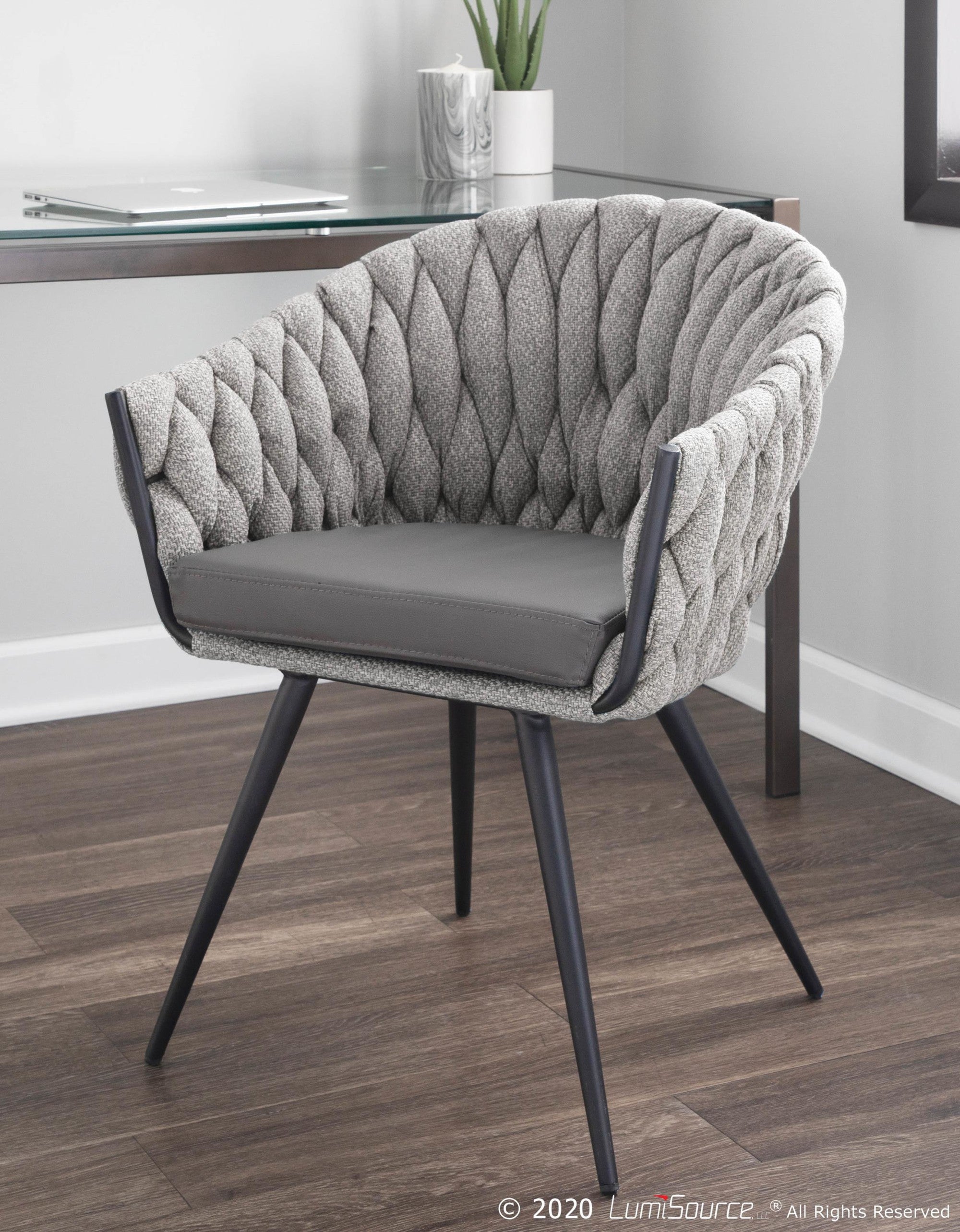 Braided Matisse Chair - Black Frame, Grey Fabric, Grey PU