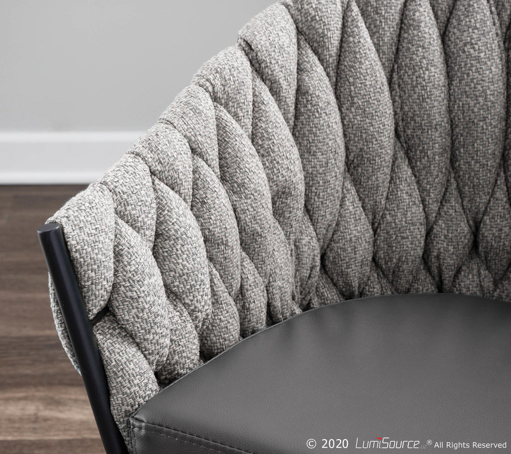 Braided Matisse Chair - Black Frame, Grey Fabric, Grey PU
