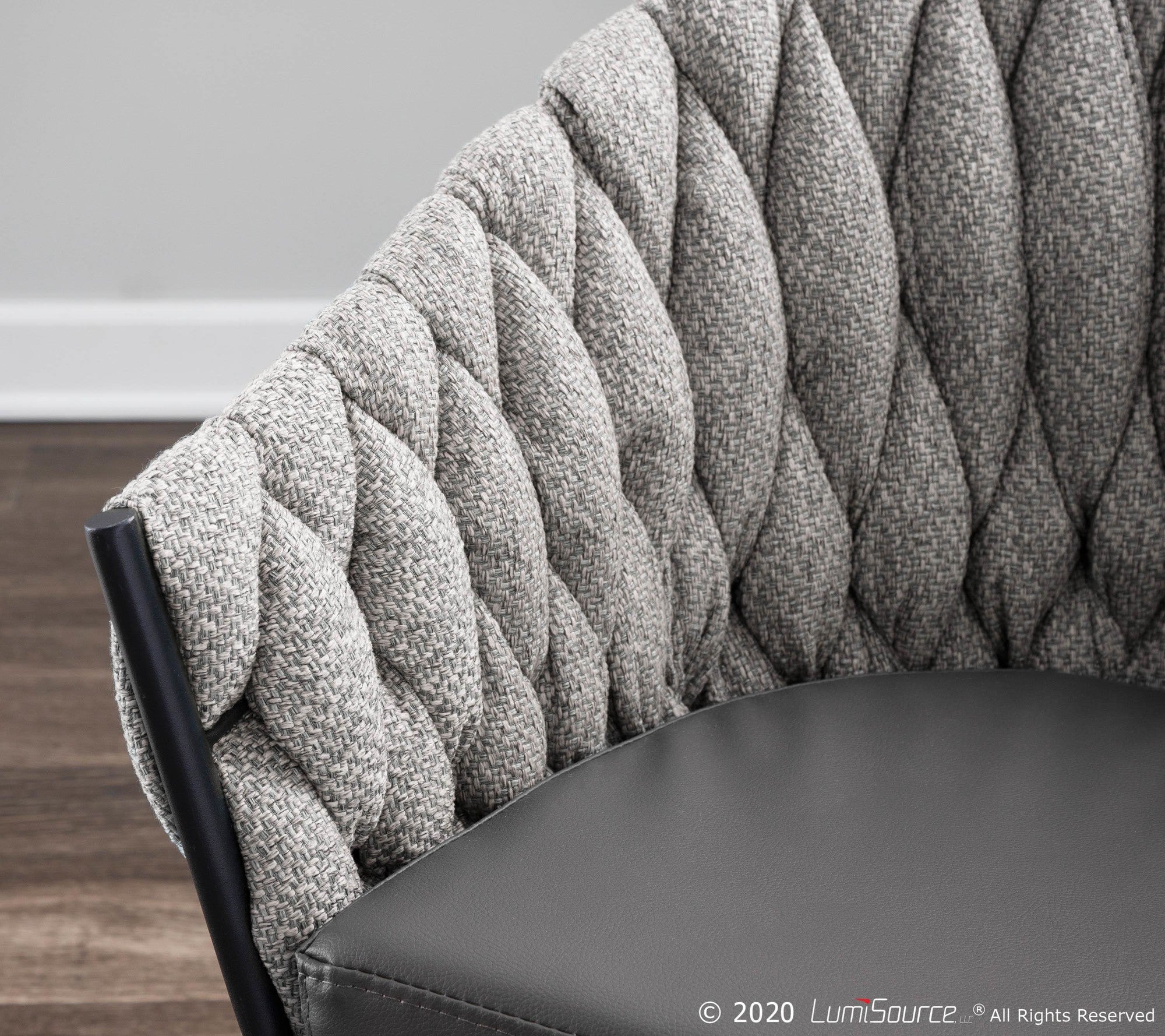 Braided Matisse Chair - Black Frame, Grey Fabric, Grey PU