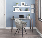 Braided Matisse Chair - Black Frame, Grey Fabric, Grey PU