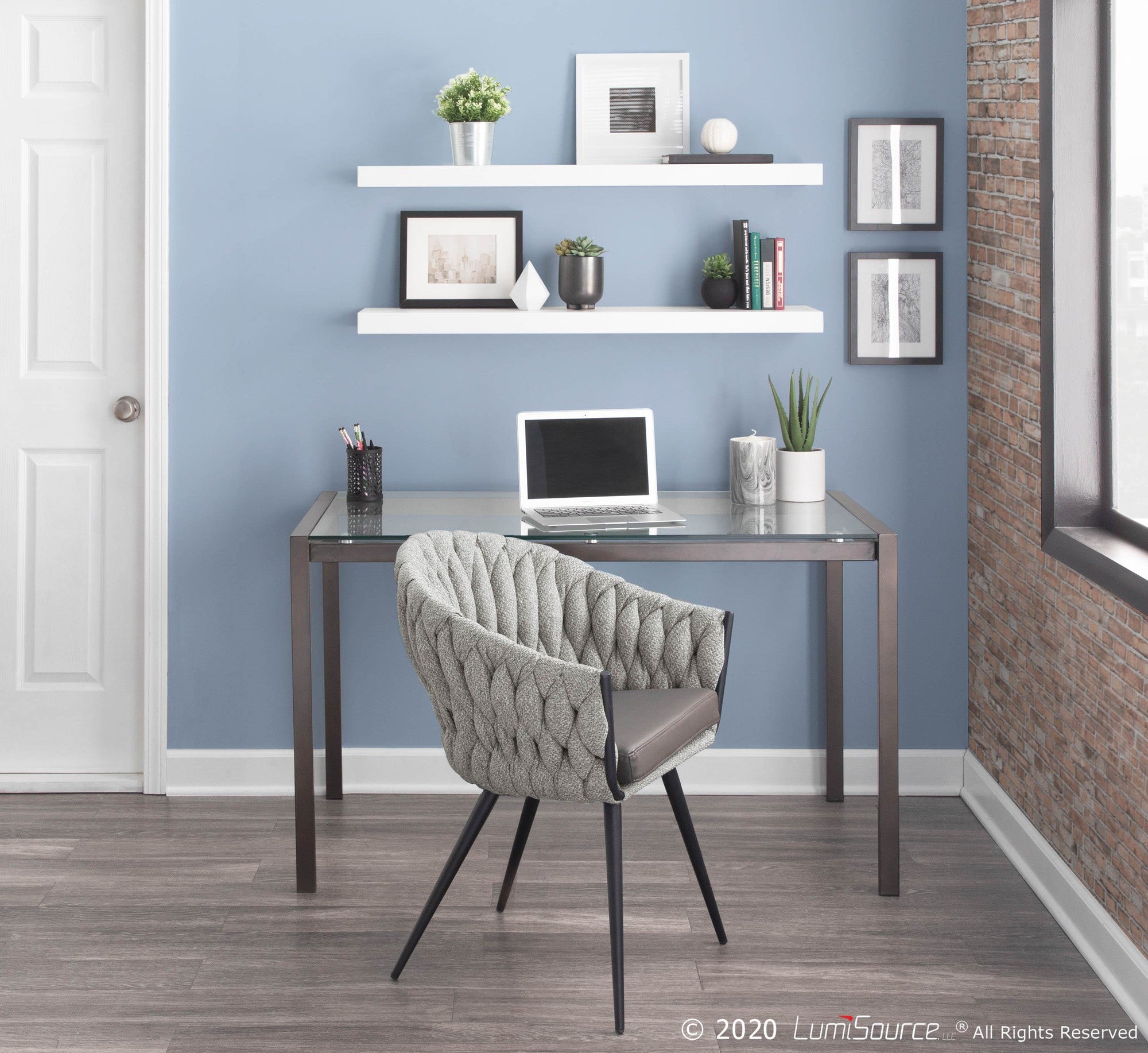 Braided Matisse Chair - Black Frame, Grey Fabric, Grey PU