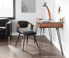 Avery Desk - Black Metal, Walnut Wood, Clear Glass