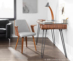 Avery Desk - Black Metal, Walnut Wood, Clear Glass