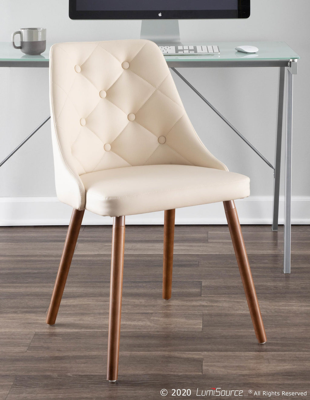 Giovanni Chair - Walnut Wood, Ivory Cream PU