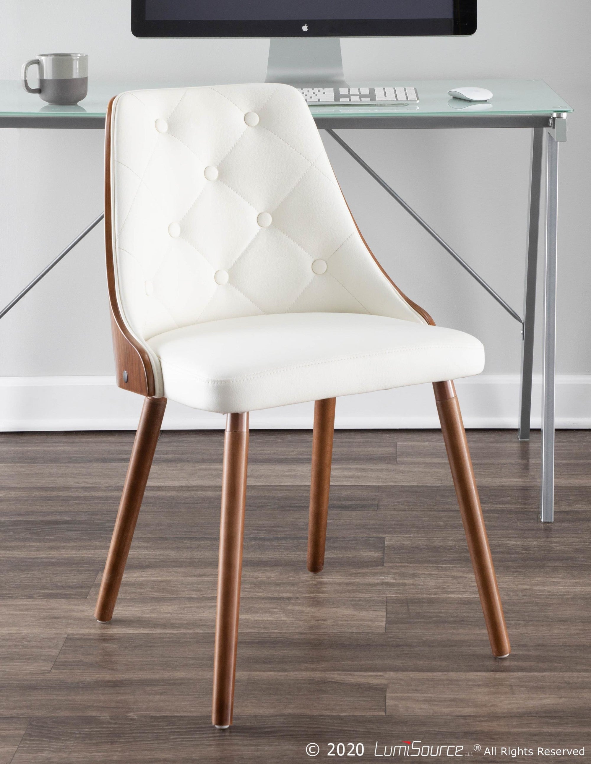 Gianna Chair - Walnut Wood , White PU