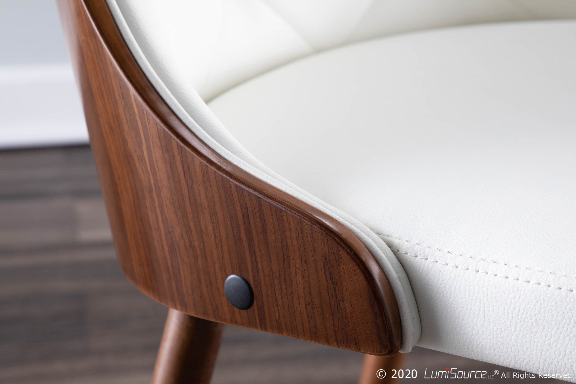Gianna Chair - Walnut Wood , White PU