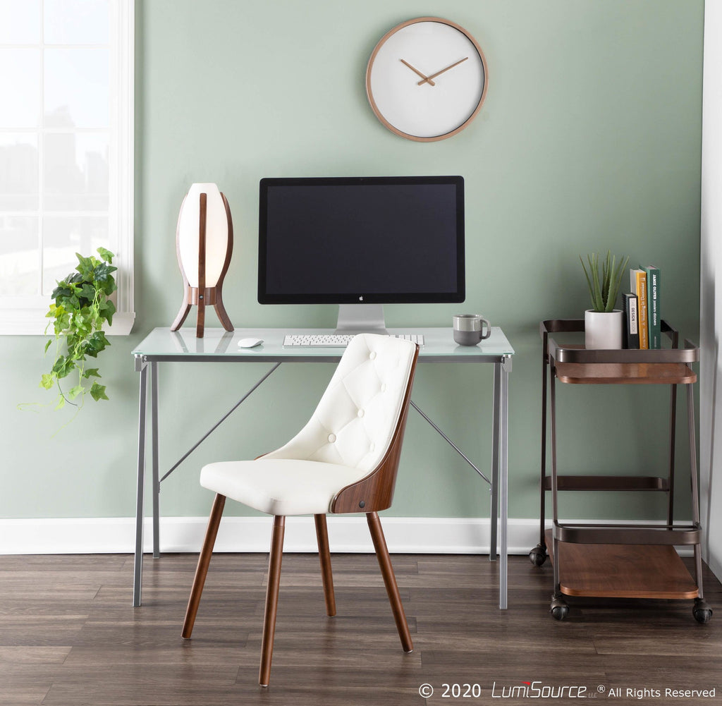 Gianna Chair - Walnut Wood , White PU