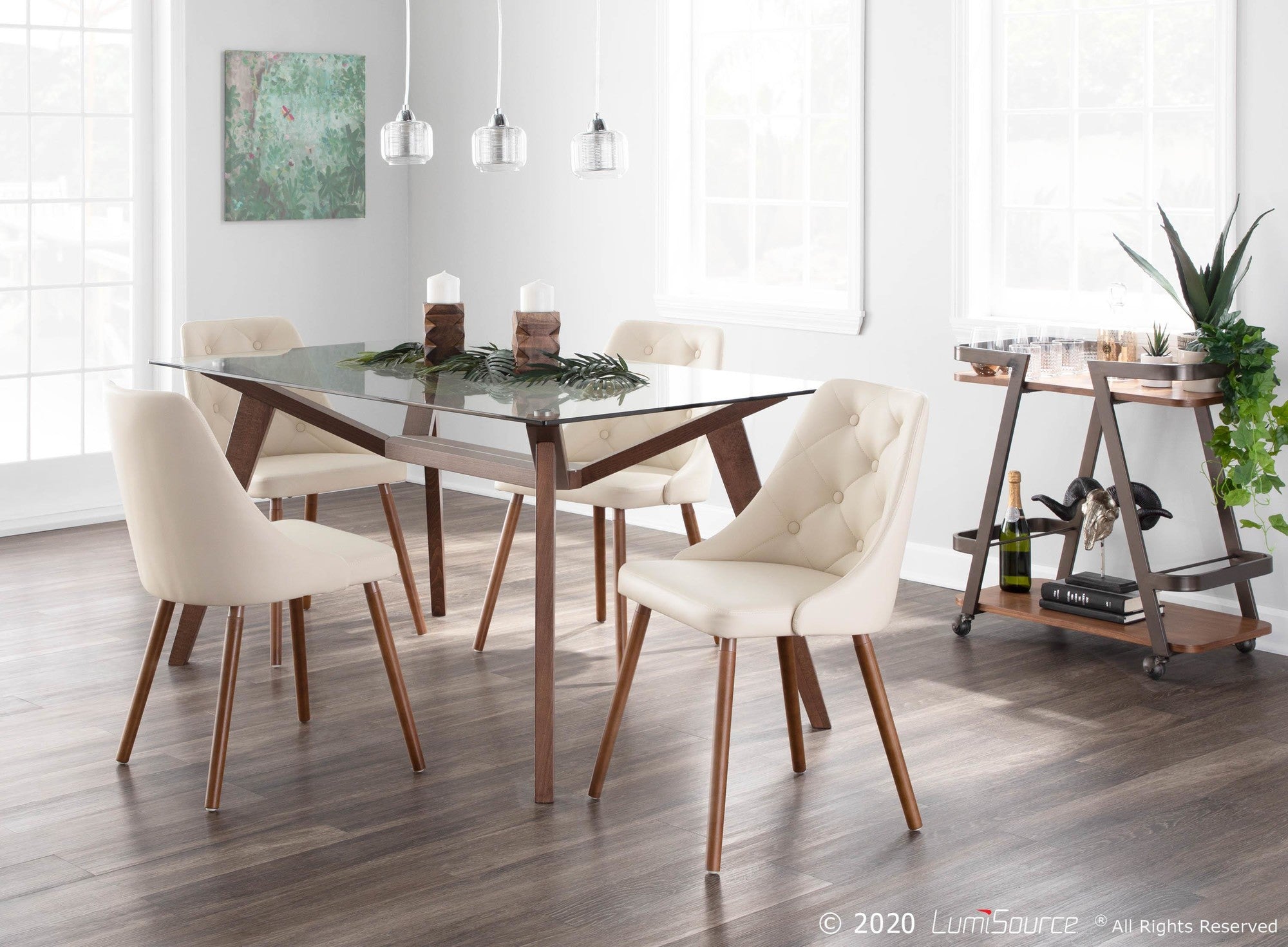 Giovanni Chair - Walnut Wood, Ivory Cream PU
