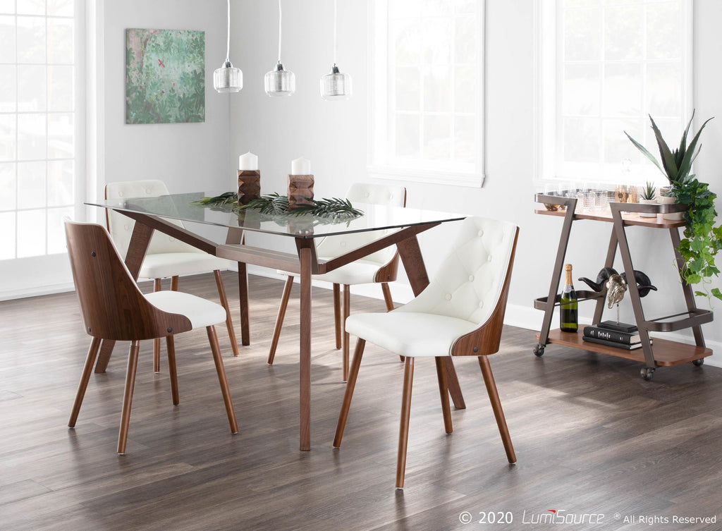 Gianna Chair - Walnut Wood , White PU