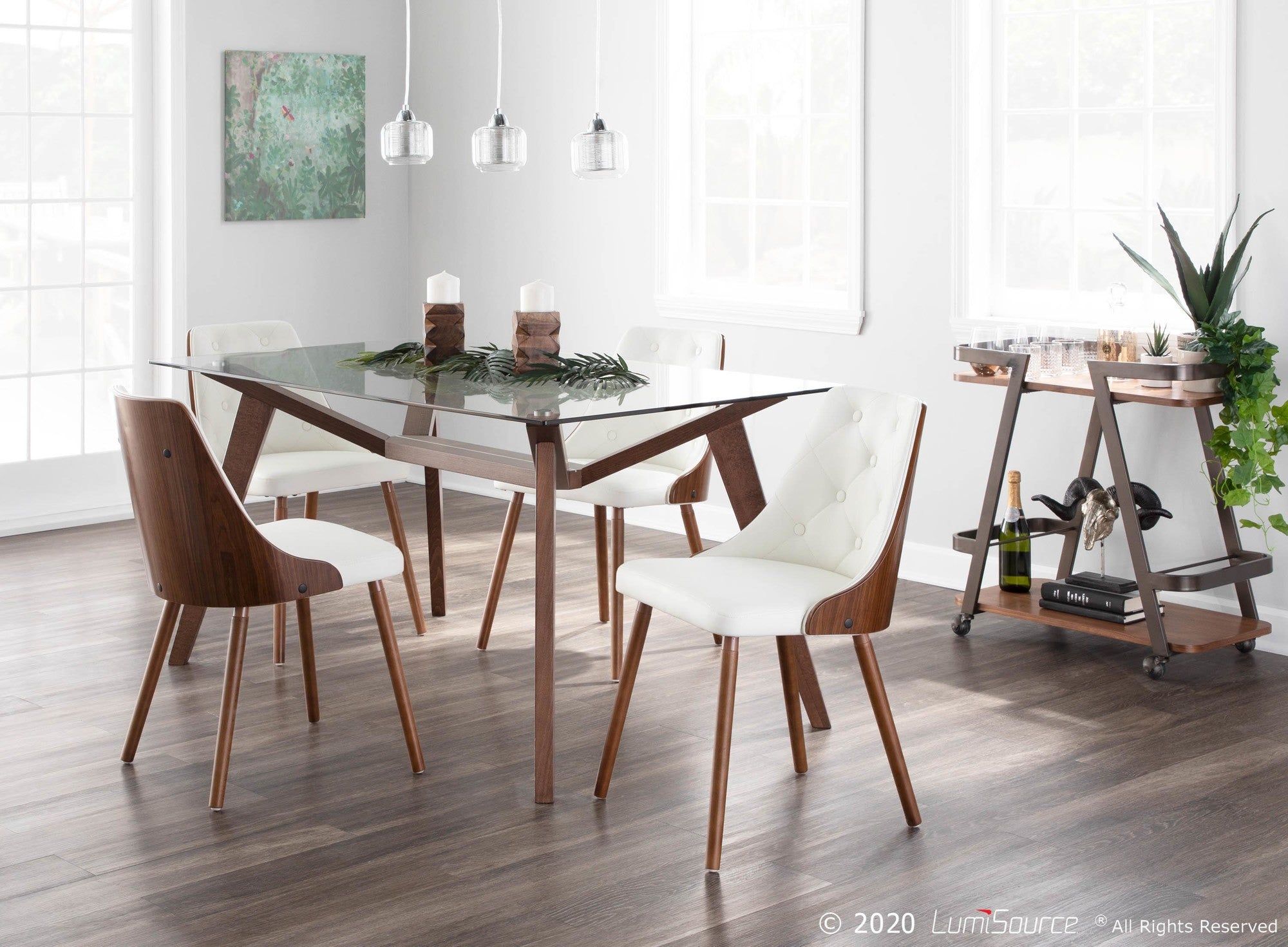 Gianna Chair - Walnut Wood , White PU