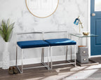 Fuji Dining Chair - Set of 2 - Brushed Stainless Steel, Blue Velvet