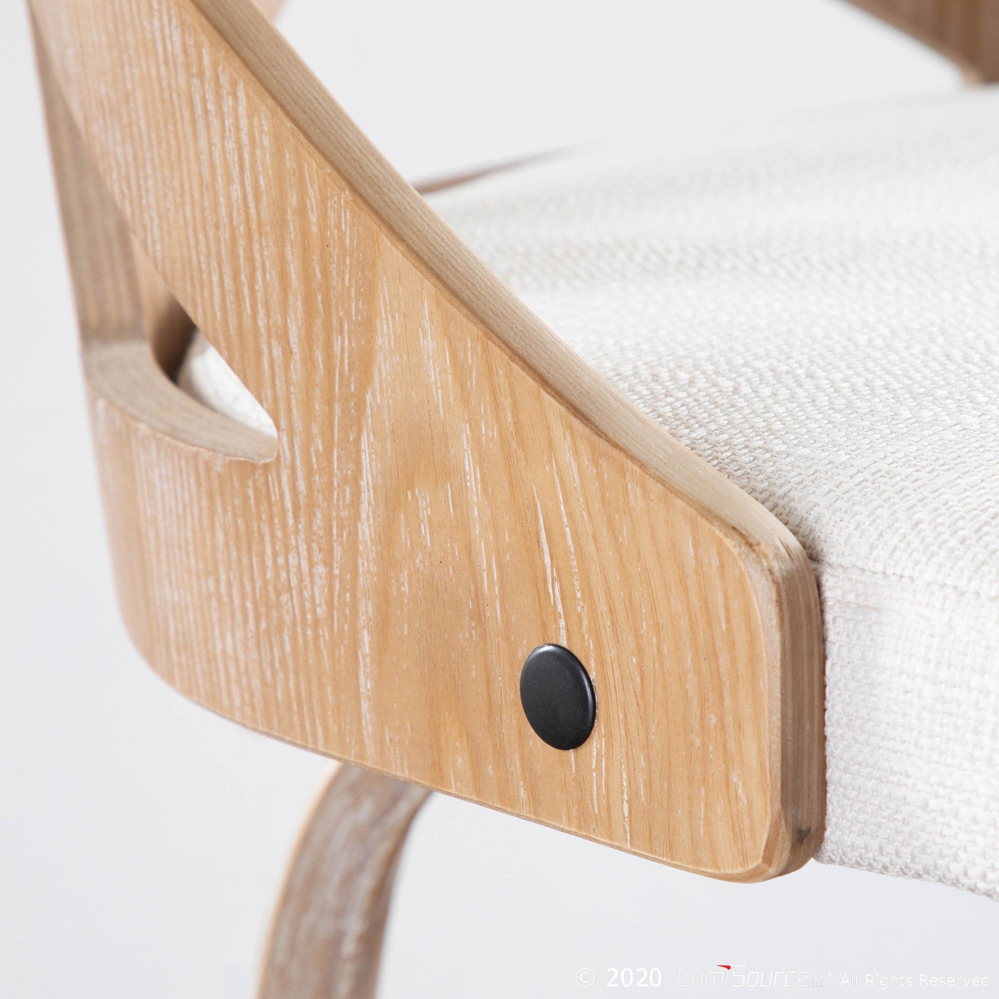 Charlotte 26" Fixed-Height Counter Stool - Set of 2 - Whitewashed Wood, Black Metal, Cream Fabric