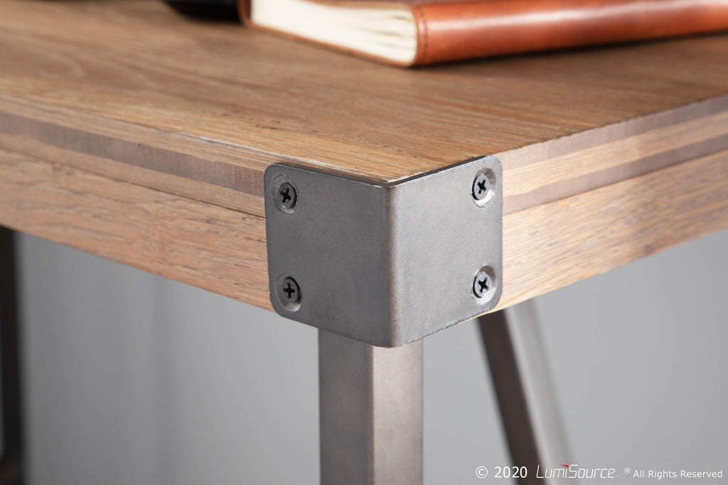 Gia Counter Table - Antique Metal, Brown Bamboo