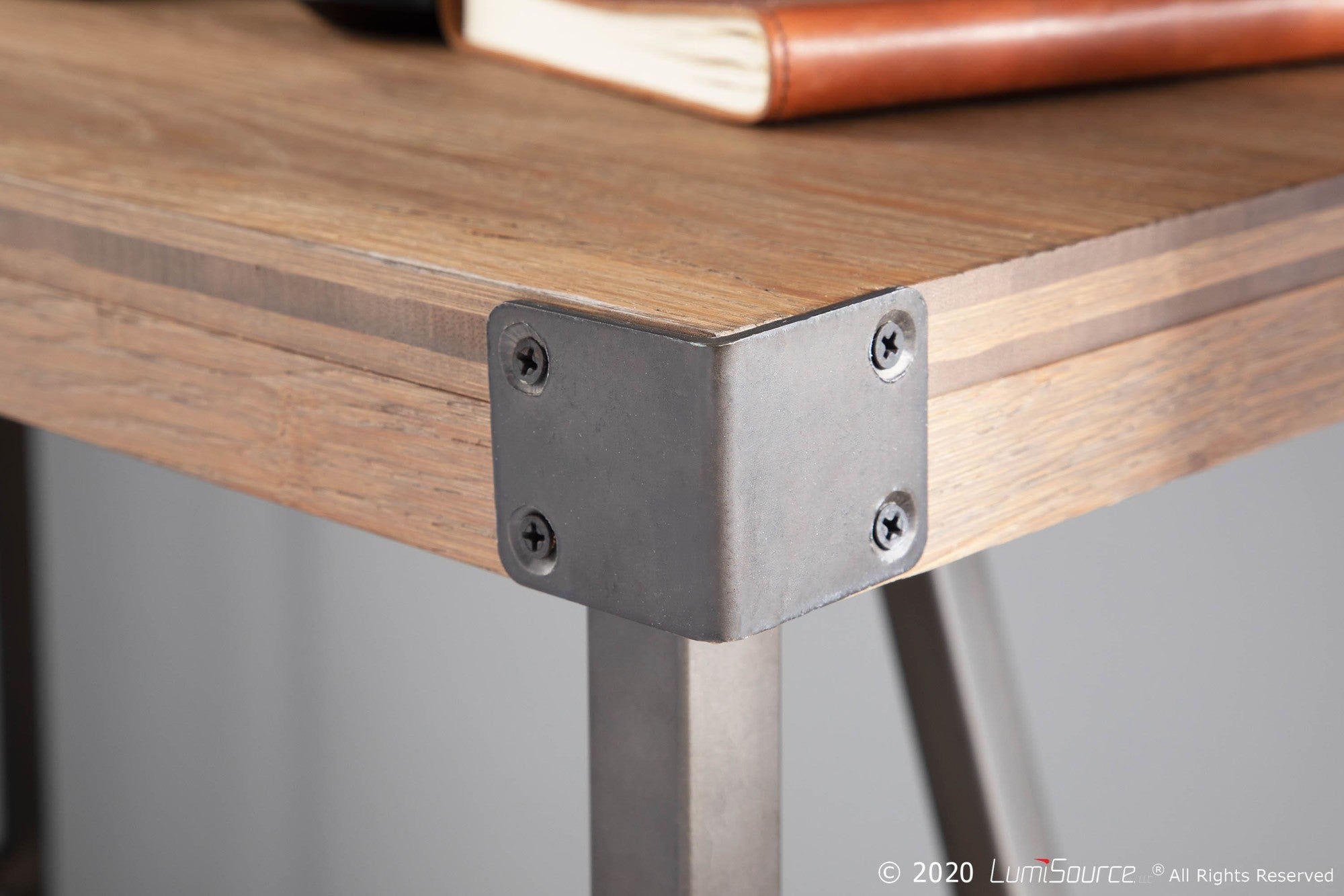 Gia Counter Table - Antique Metal, Brown Bamboo