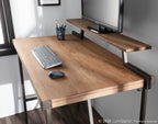 Gia Counter Table - Black Metal, Brown Bamboo