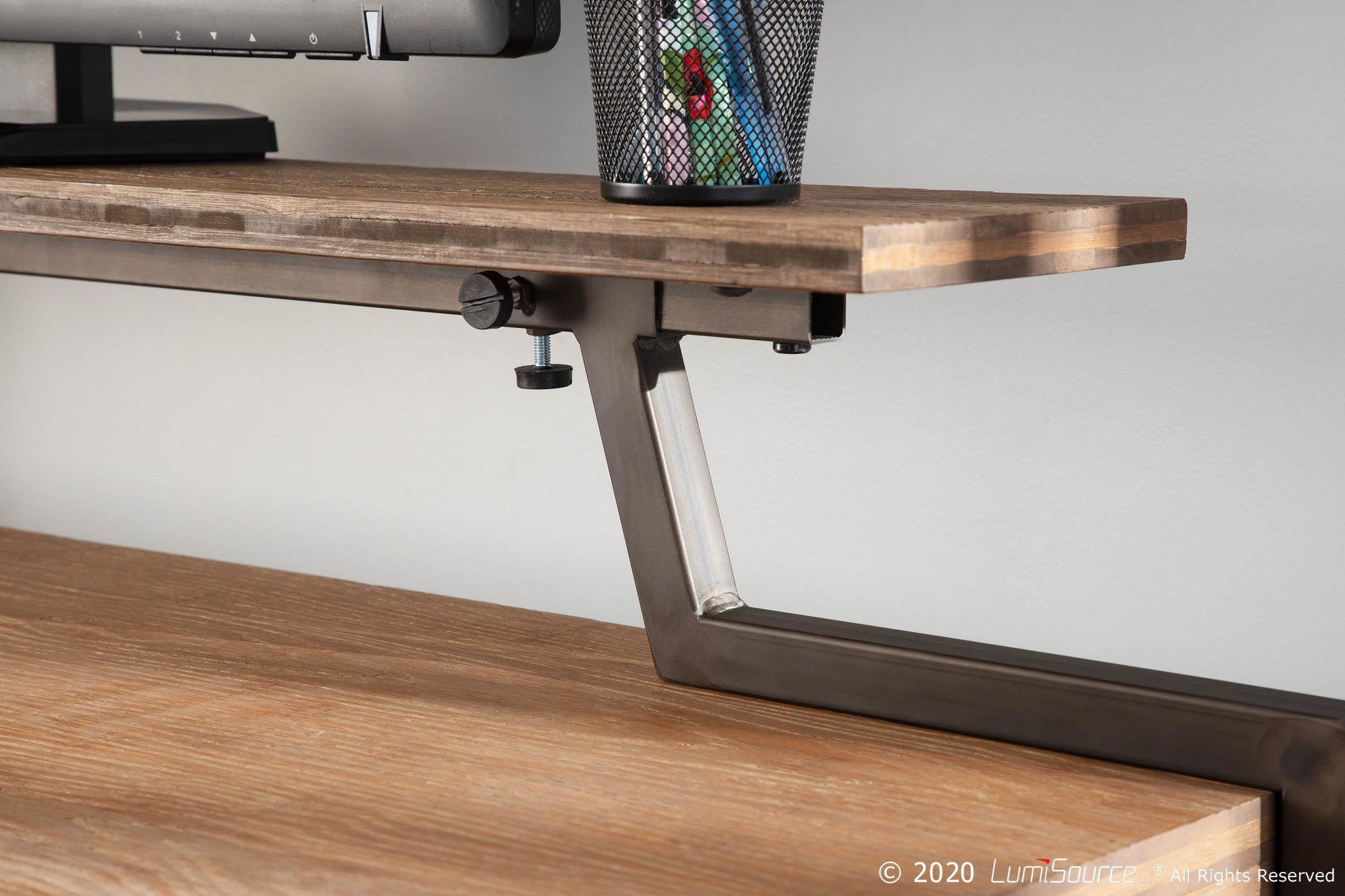 Gia Counter Table - Antique Metal, Brown Bamboo