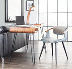Avery Desk - Black Metal, Walnut Wood, Clear Glass