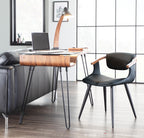 Avery Desk - Black Metal, Walnut Wood, Clear Glass