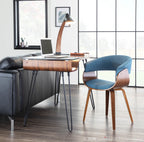 Vintage Mod Chair - Walnut Wood, Blue Fabric