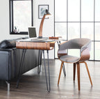 Vintage Mod Chair - Walnut Wood, Light Grey Fabric