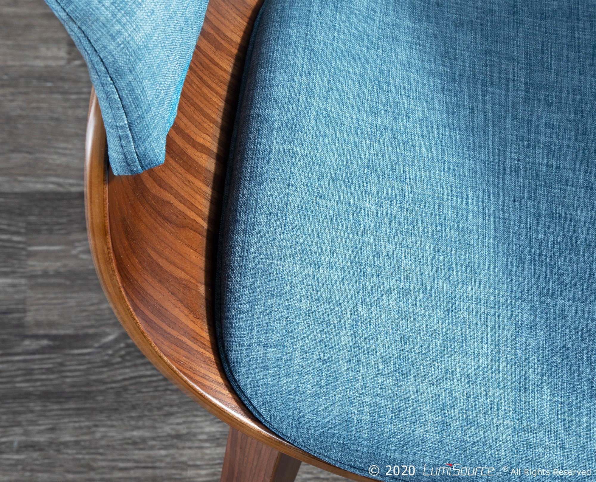 Vintage Mod Chair - Walnut Wood, Blue Fabric