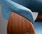 Vintage Mod Chair - Walnut Wood, Blue Fabric
