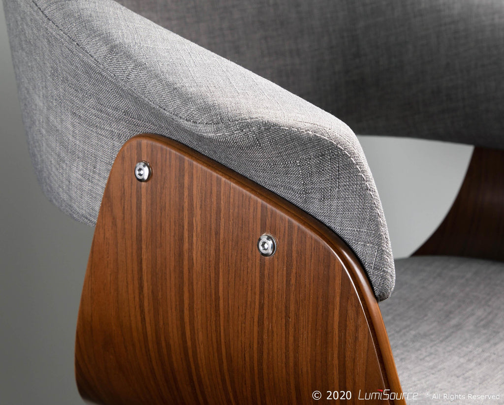 Vintage Mod Chair - Walnut Wood, Light Grey Fabric