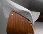 Vintage Mod Chair - Walnut Wood, Light Grey Fabric