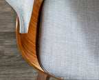 Vintage Mod Chair - Walnut Wood, Light Grey Fabric