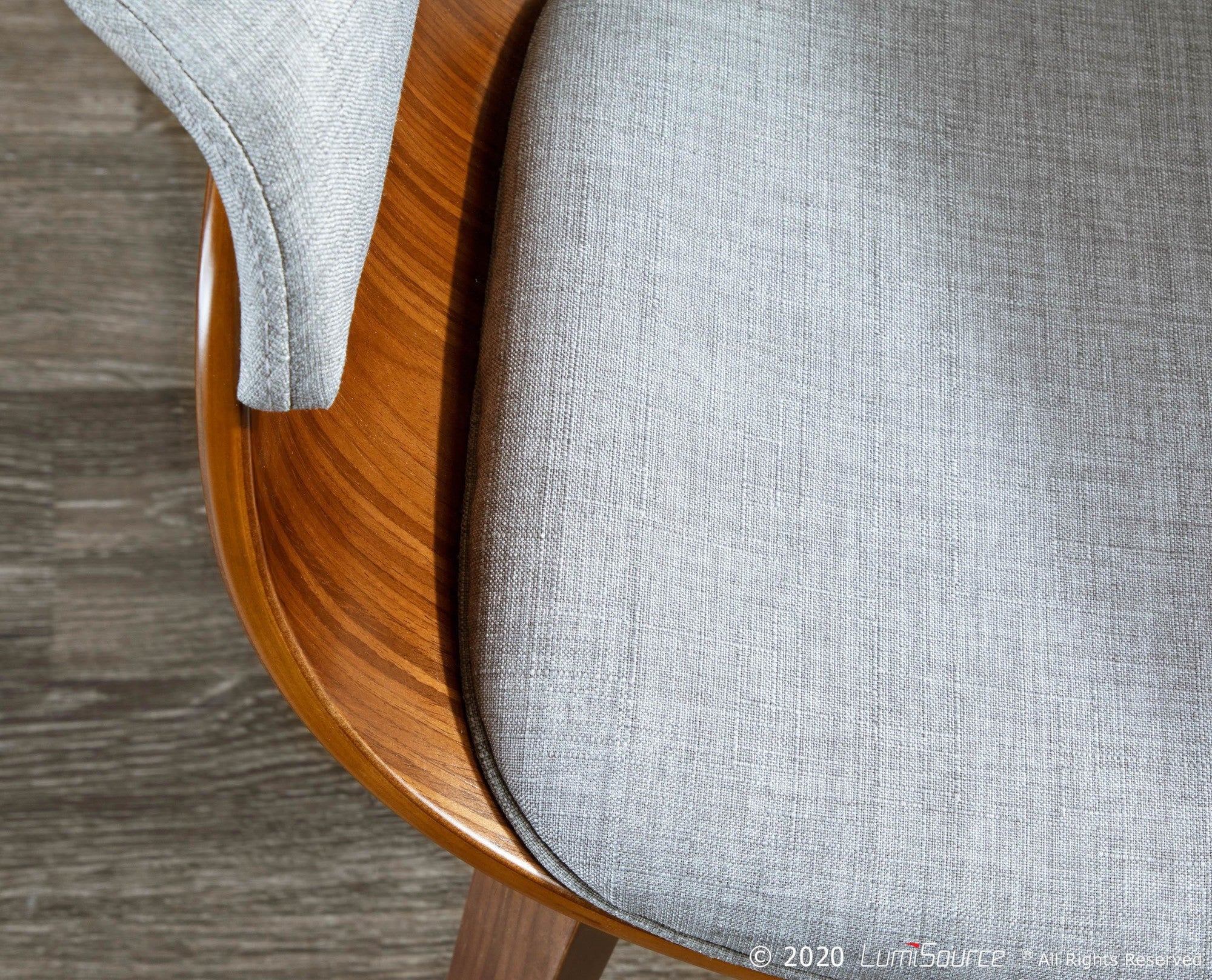 Vintage Mod Chair - Walnut Wood, Light Grey Fabric