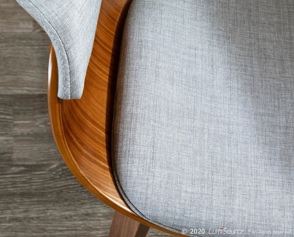 Vintage Mod Chair - Set of 2 - Walnut Wood, Light Grey Fabric