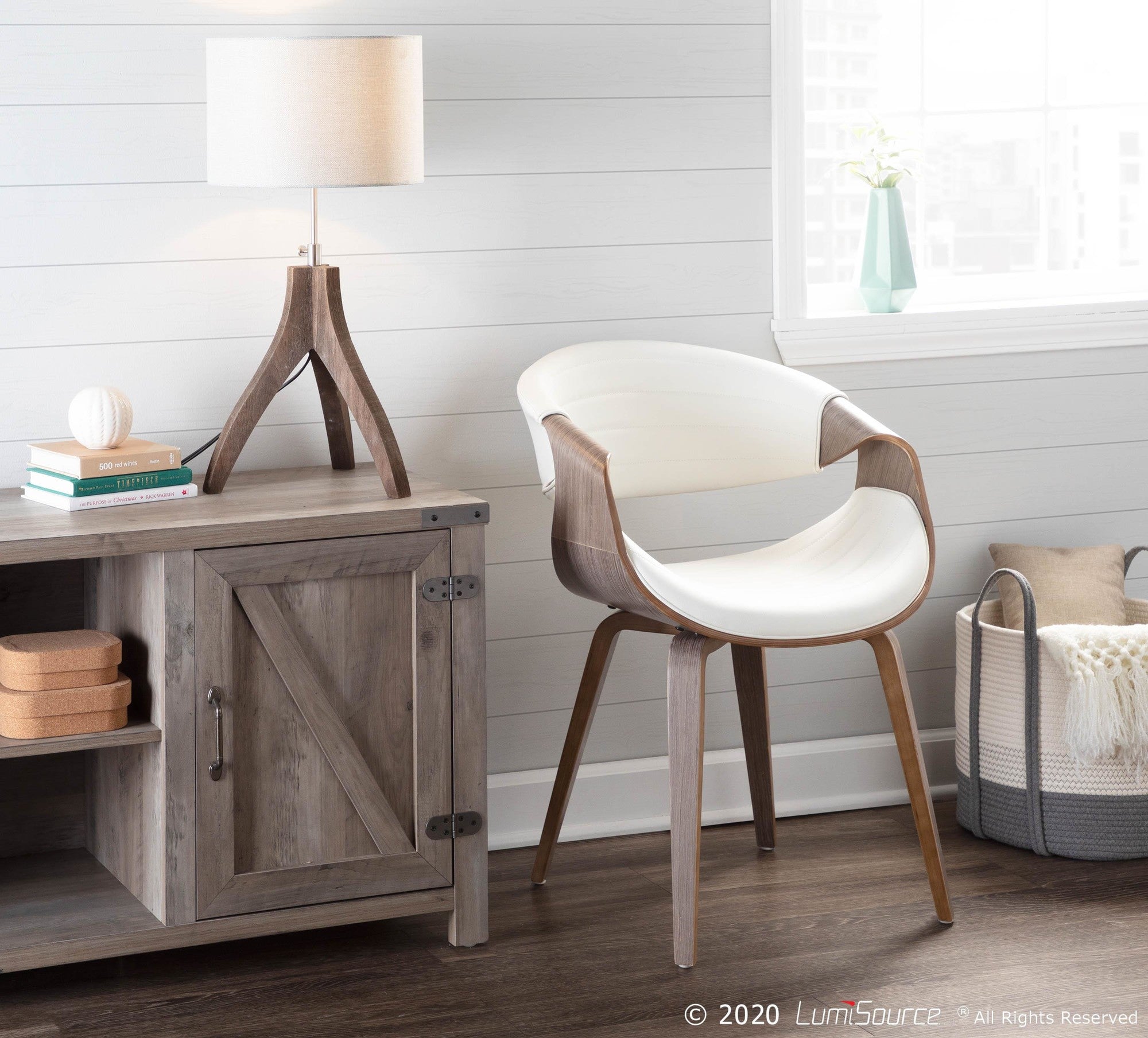 Symphony Chair - Light Grey Wood, White PU