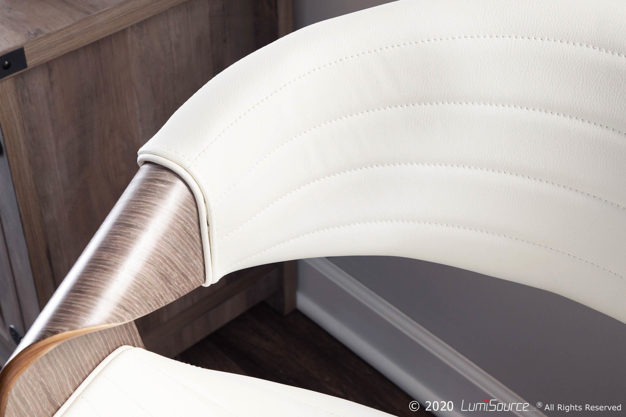 Symphony Chair - Light Grey Wood, White PU